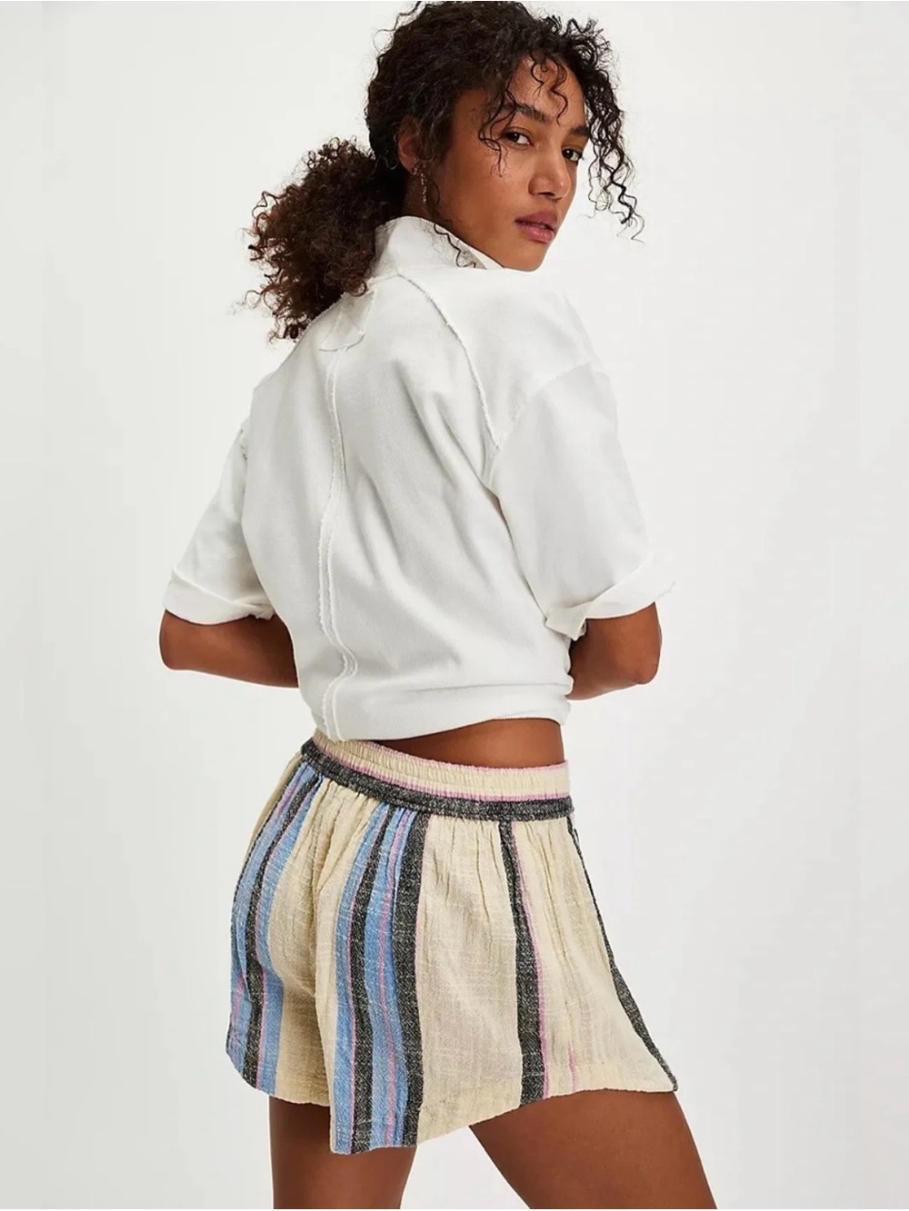 Free People Kalli Board Shorts Women's S 100% Cotton High Rise Coastal Beachy - Picture 2 of 9